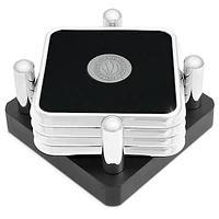 Silver Rhode Island Anchormen 4-Piece Square Coaster Set in Presentation Stand