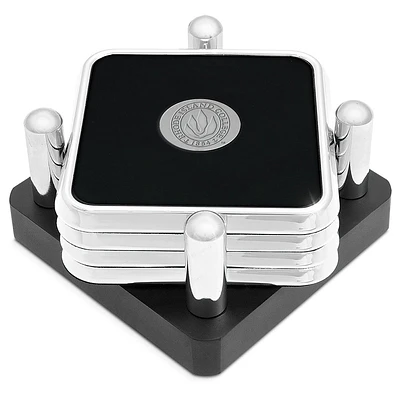Silver Rhode Island Anchormen 4-Piece Square Coaster Set in Presentation Stand