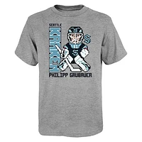 Youth Philipp Grubauer Heather Gray Seattle Kraken Pixel Player 2.0 T-Shirt