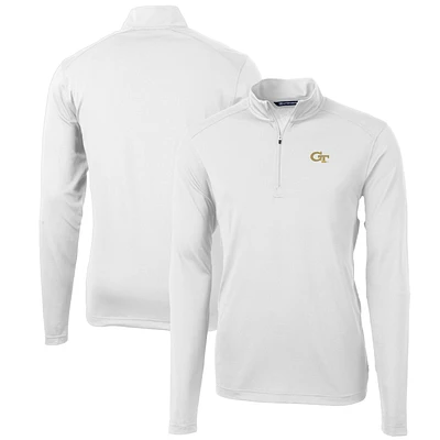 Men's Cutter & Buck Georgia Tech Yellow Jackets Big Tall Virtue Eco Pique Recycled Quarter-Zip Pullover Top