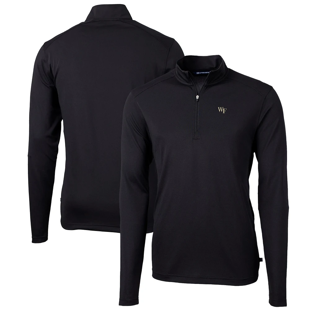 Men's Cutter & Buck Wake Forest Demon Deacons Big Tall Virtue Eco Pique Recycled Quarter-Zip Pullover Top