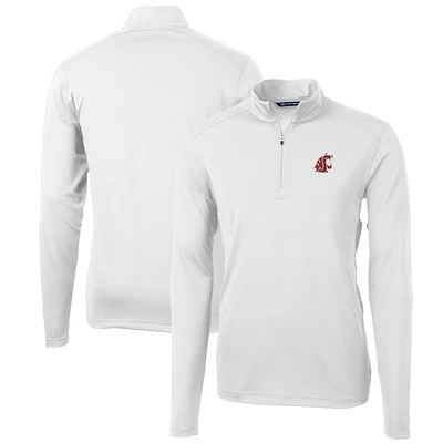 Men's Cutter & Buck Washington State Cougars Big Tall Virtue Eco Pique Recycled Quarter-Zip Pullover Top