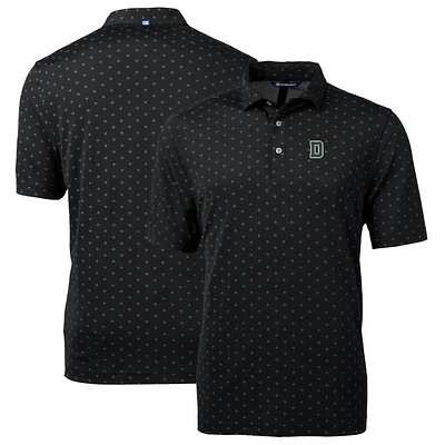 Men's Cutter & Buck Black Dartmouth Big Green Tall Virtue Eco Pique Tile Print Recycled Polo