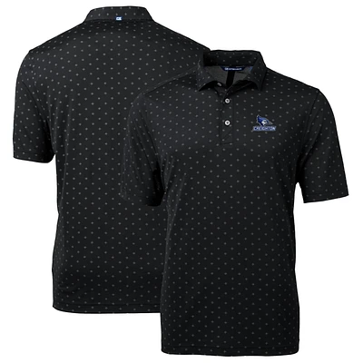 Men's Cutter & Buck Black Creighton Bluejays Big Tall Virtue Eco Pique Tile Print Recycled Polo