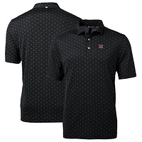 Men's Cutter & Buck Black Miami University RedHawks Big Tall Virtue Eco Pique Tile Print Recycled Polo