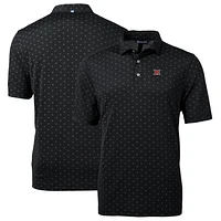 Men's Cutter & Buck Black Miami University RedHawks Big Tall Virtue Eco Pique Tile Print Recycled Polo