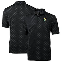 Men's Cutter & Buck Black XULA Gold Big Tall Virtue Eco Pique Tile Print Recycled Polo