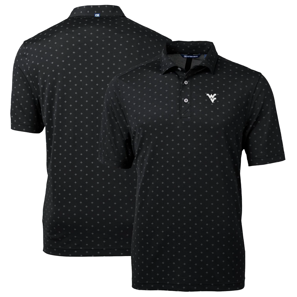Men's Cutter & Buck Black West Virginia Mountaineers Big Tall Virtue Eco Pique Tile Print Recycled Polo
