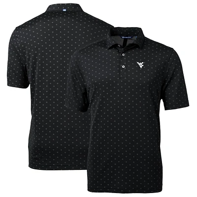 Men's Cutter & Buck Black West Virginia Mountaineers Big Tall Virtue Eco Pique Tile Print Recycled Polo