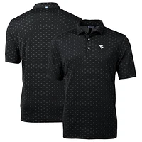 Men's Cutter & Buck Black West Virginia Mountaineers Big Tall Virtue Eco Pique Tile Print Recycled Polo