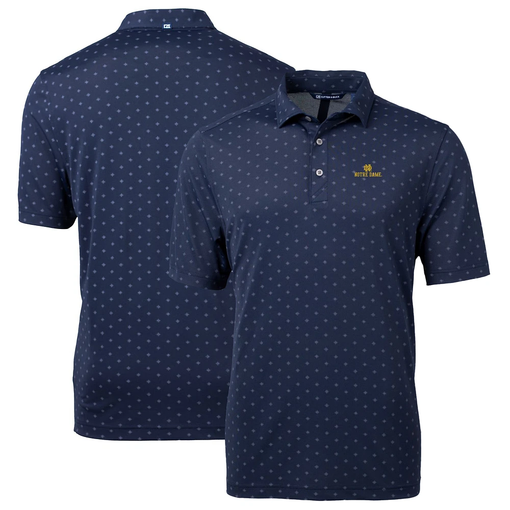 Men's Cutter & Buck Navy Notre Dame Fighting Irish Big Tall Virtue Eco Pique Tile Print Recycled Polo