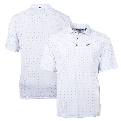 Men's Cutter & Buck White Purdue Boilermakers Big Tall Virtue Eco Pique Tile Print Recycled Polo