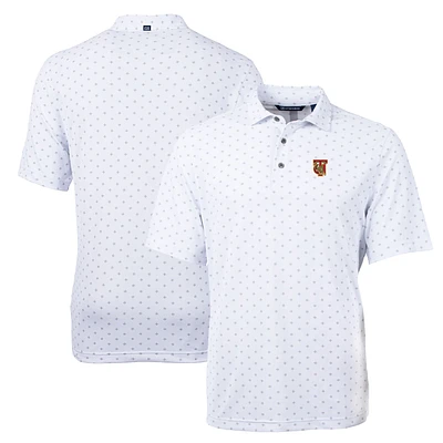 Men's Cutter & Buck White Tuskegee Golden Tigers Big Tall Virtue Eco Pique Tile Print Recycled Polo