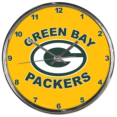 WinCraft Green Bay Packers Round Chrome Team Wall Clock