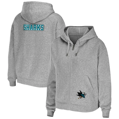 Women's WEAR by Erin Andrews Heather Gray San Jose Sharks Full-Zip Hoodie