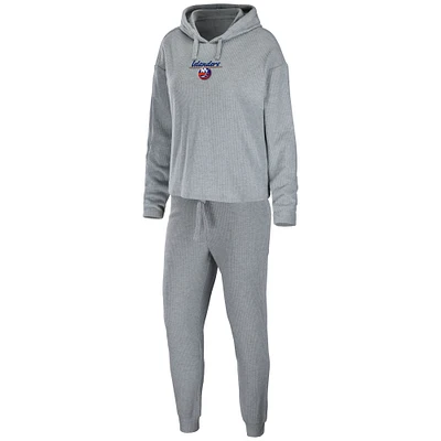 Women's WEAR by Erin Andrews Heather Gray New York Islanders Logo Pullover Hoodie & Pants Sleep Set