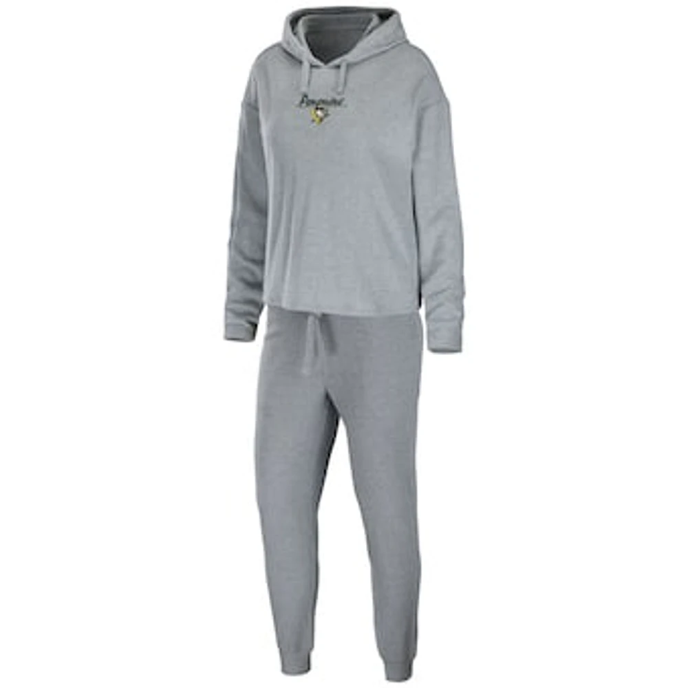 Women's WEAR by Erin Andrews Heather Gray Pittsburgh Penguins Logo Pullover Hoodie & Pants Sleep Set