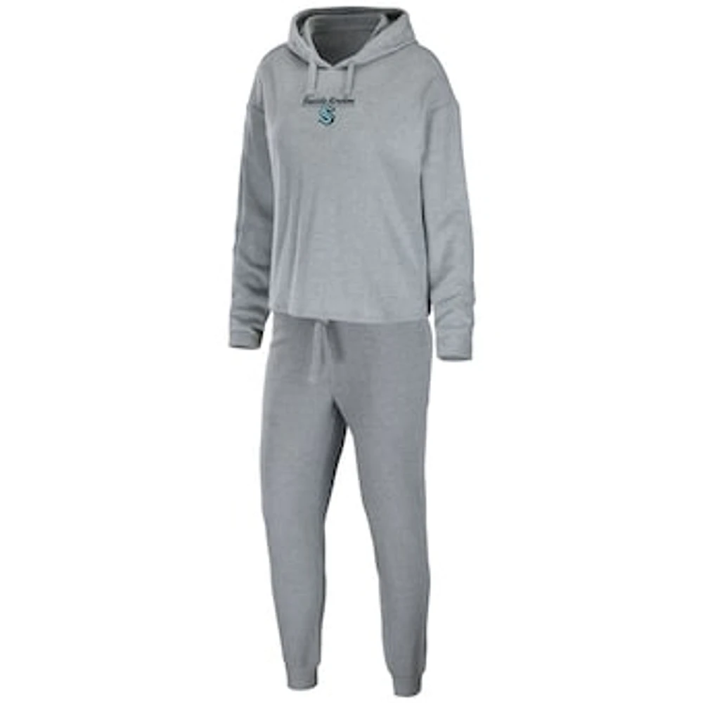 Women's WEAR by Erin Andrews Heather Gray Seattle Kraken Logo Pullover Hoodie & Pants Sleep Set