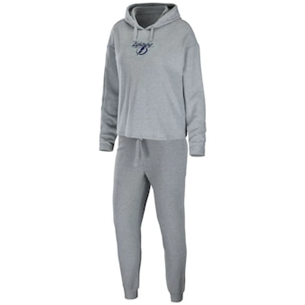 Women's WEAR by Erin Andrews Heather Gray Tampa Bay Lightning Logo Pullover Hoodie & Pants Sleep Set