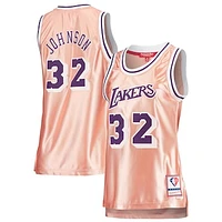 Women's Mitchell & Ness Magic Johnson Pink Los Angeles Lakers 75th Anniversary Rose Gold 1984 Swingman Jersey