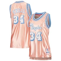 Women's Mitchell & Ness Shaquille O'Neal Pink Los Angeles Lakers 75th Anniversary Rose Gold 1996 Swingman Jersey