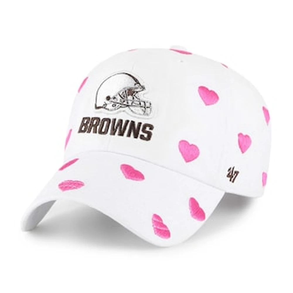 Girls Toddler '47 White Cleveland Browns Surprise Clean Up Adjustable Hat