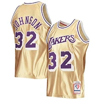 Men's Mitchell & Ness Magic Johnson Gold Los Angeles Lakers 75th Anniversary 1984/85 Hardwood Classics Swingman Jersey