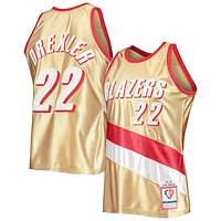 Men's Mitchell & Ness Clyde Drexler Gold Portland Trail Blazers 75th Anniversary 1991/92 Hardwood Classics Swingman Jersey