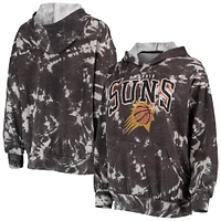 Women's Majestic Threads Black Phoenix Suns Burble Tie-Dye Tri-Blend Pullover Hoodie