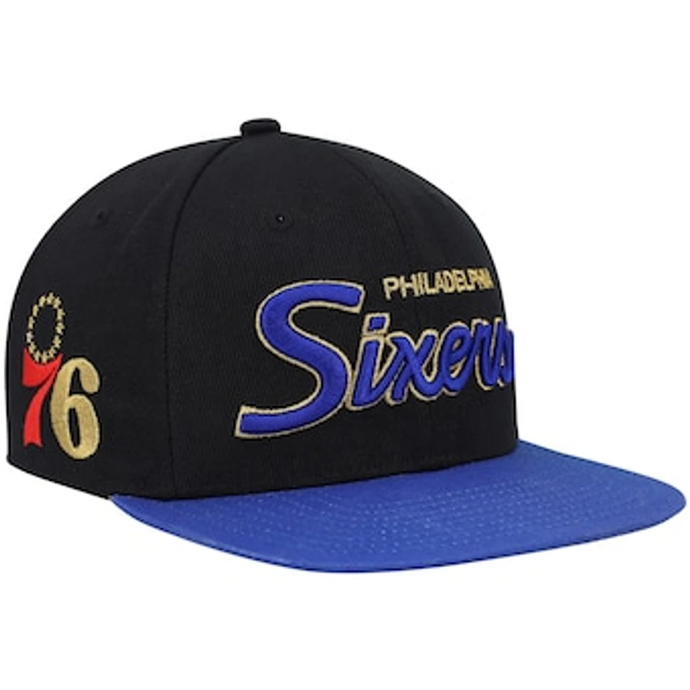 Men's Mitchell & Ness Black Philadelphia 76ers NBA 75th Anniversary Snapback Hat