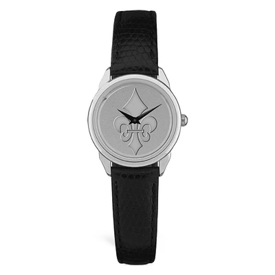 Women's Black Marymount Saints Medallion Leather Wristwatch