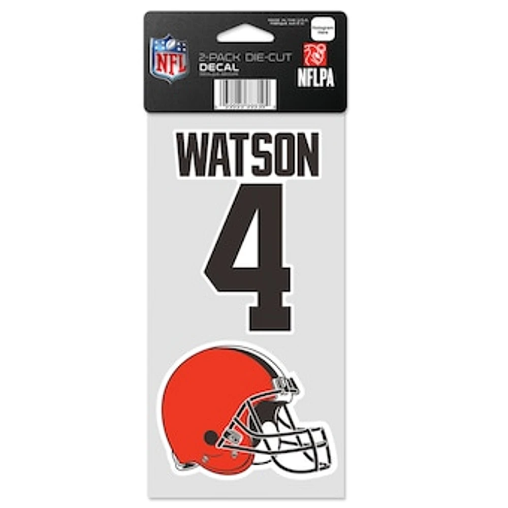 WinCraft Deshaun Watson Cleveland Browns 4" x 8" Two-Pack Player Perfect Cut Decal Set