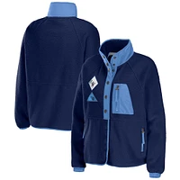 Women's WEAR by Erin Andrews Navy Tennessee Titans Polar Fleece Raglan Full-Snap Jacket