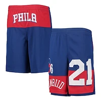 Youth Joel Embiid Royal Philadelphia 76ers Pandemonium Name & Number Shorts