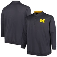 Men's Colosseum Charcoal Michigan Wolverines Big & Tall Tortugas Logo Quarter-Zip Sweatshirt