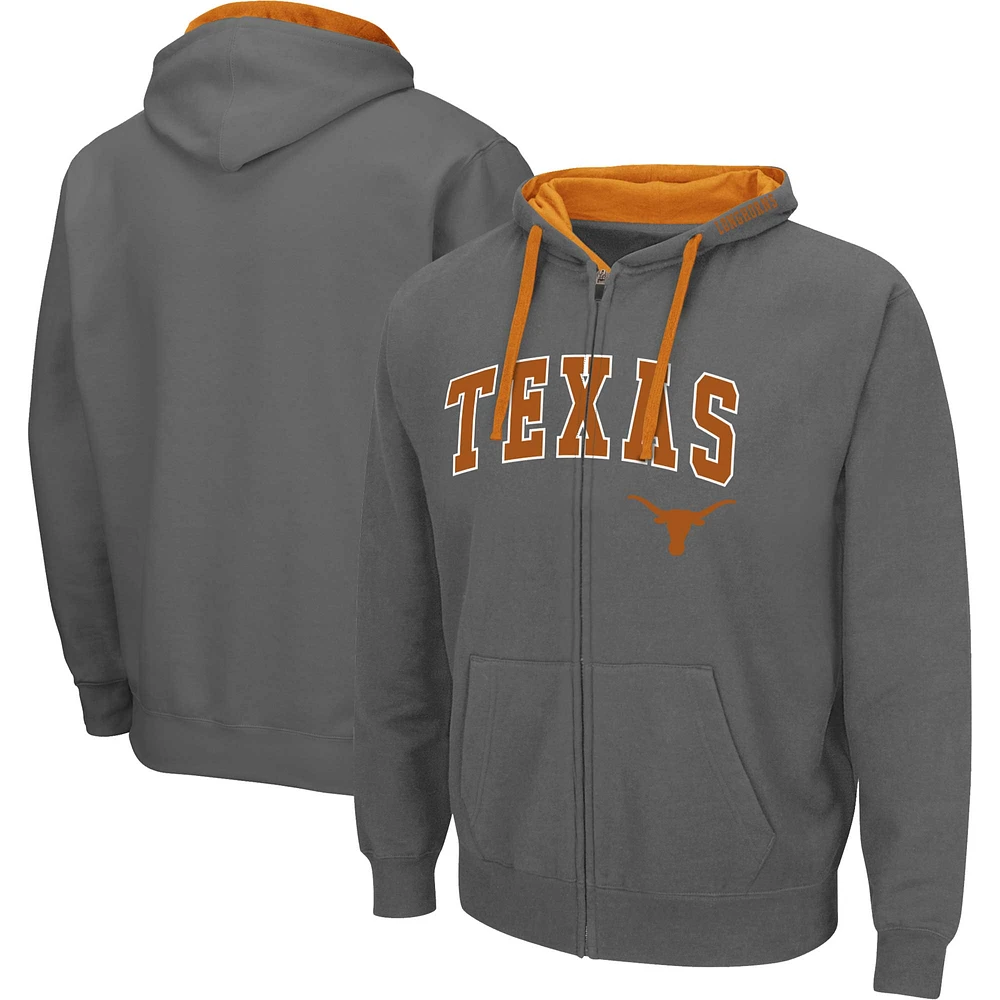 Men's Colosseum Charcoal Texas Longhorns Big & Tall Full-Zip Hoodie