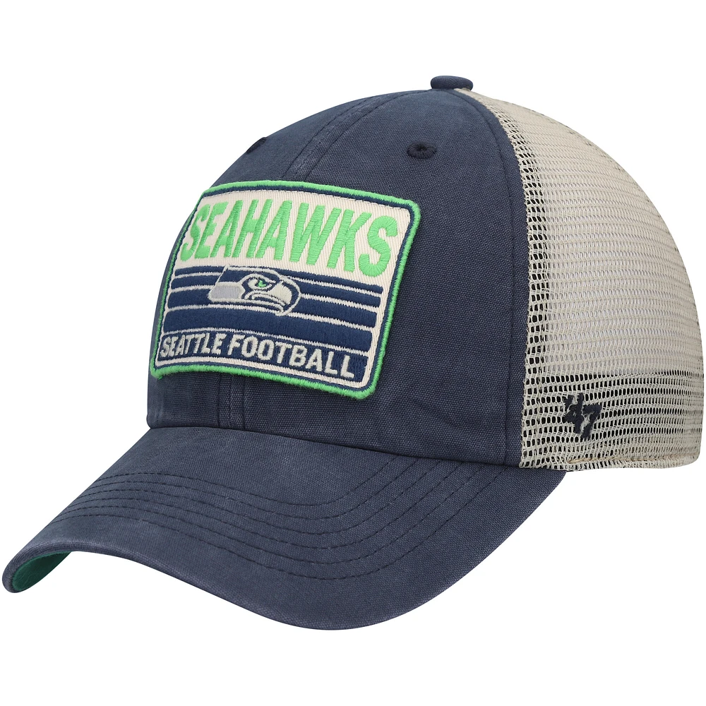 Men's '47 Navy/Natural Seattle Seahawks Four Stroke Clean Up Snapback Hat