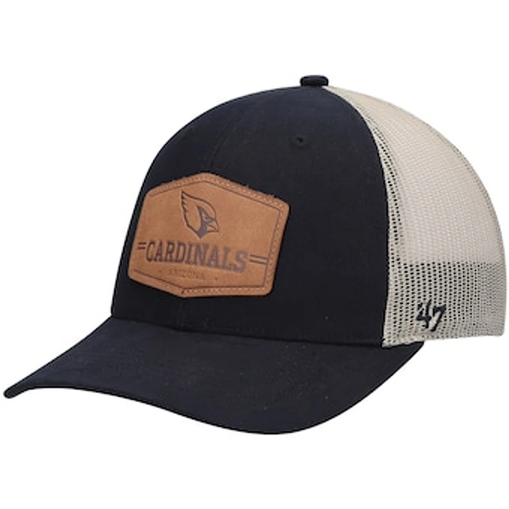 Men's '47 Black/Natural Arizona Cardinals Rawhide Trucker Adjustable Hat