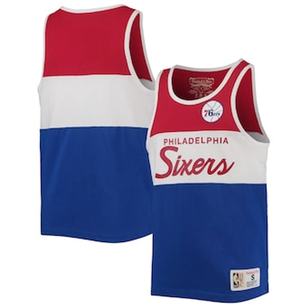 Youth Mitchell & Ness Royal/Red Philadelphia 76ers Hardwood Classics Special Script Tank Top