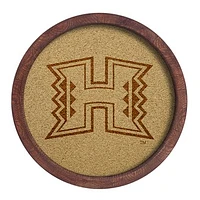 Hawaii Warriors 20.25'' Round Faux Barrel Framed Cork Board