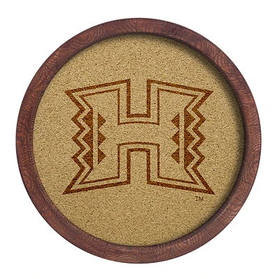 Hawaii Warriors 20.25'' Round Faux Barrel Framed Cork Board