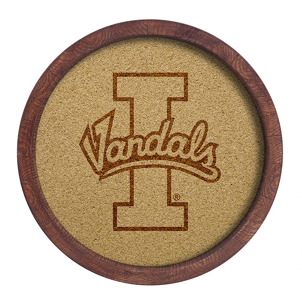 Idaho Vandals 20.25'' Round Faux Barrel Framed Cork Board