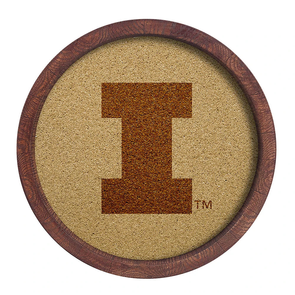 Illinois Fighting Illini 20.25'' Round Faux Barrel Framed Cork Board