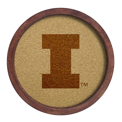 Illinois Fighting Illini 20.25'' Round Faux Barrel Framed Cork Board