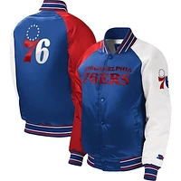 Youth Starter Royal Philadelphia 76ers Raglan Full-Snap Varsity Jacket