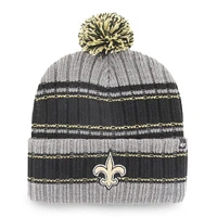 Men's '47 Graphite/Black New Orleans Saints Rexford Cuffed Knit Hat with Pom