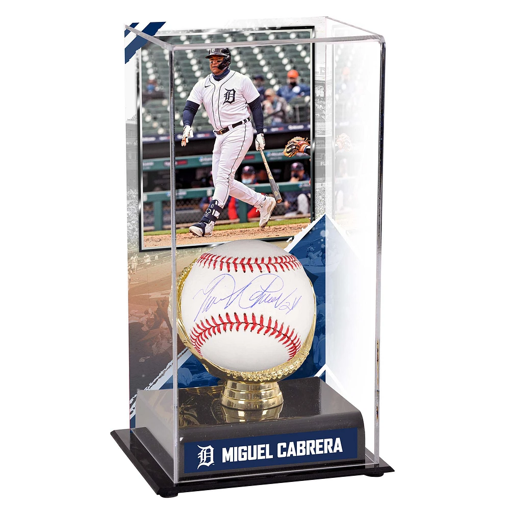 Miguel Cabrera Detroit Tigers Autographed Baseball and Sublimated Baseball Display Case with Image