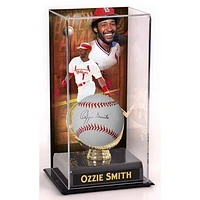Ozzie Smith St. Louis Cardinals Autographed Baseball and Sublimated Baseball Display Case with Image