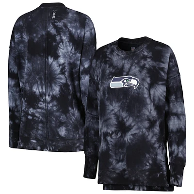 Women's MSX by Michael Strahan Black Seattle Seahawks Bailey Tie-Dye Pullover Sweatshirt