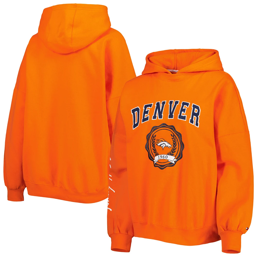 Women's Tommy Hilfiger Orange Denver Broncos Becca Drop Shoulder Pullover Hoodie